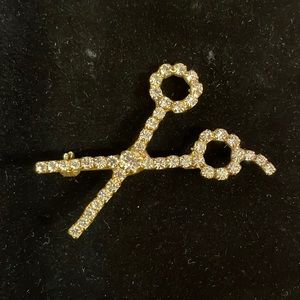 Rhinestone Scissors Brooch